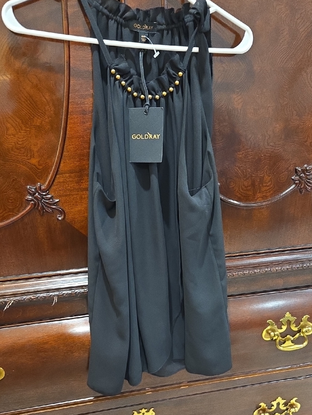 Goldray Black Beaded Halter Top